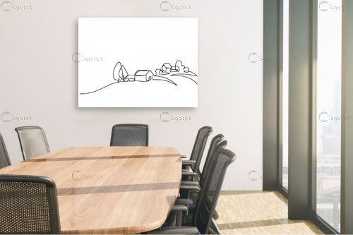 נוף כפרי ציור בקו – Artpicked Modern | תמונה לקיר בסגנון מודרני