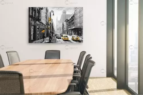 ניו יורק שחור לבן צהוב - Artpicked Modern - תמונות אורבניות לסלון  - מק''ט: 376462