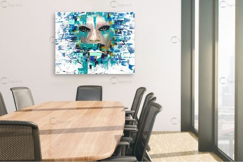 פנים בכחול - יעל ארט - תמונות לסלון מודרני אבסטרקט מודרני  - מק''ט: 447606