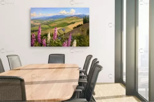 תורמוסים והרי הגליל – גנה ליטמן | תמונה לקיר בסגנון כפרי