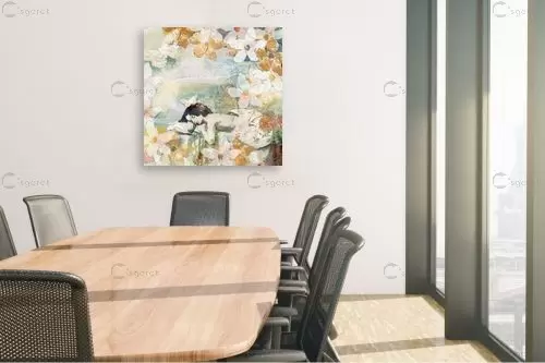 חלום פרחוני בלבן – נעמי פוקס משעול | תמונה לקיר בסגנון מודרני