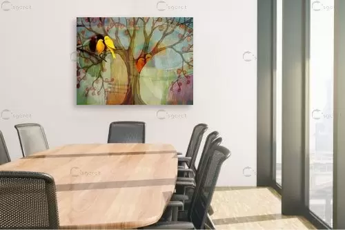 זוג ציפורים-לאהבה וזוגיות – נעמי פוקס משעול | תמונה לקיר בסגנון כפרי