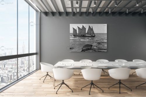 תל אביב 1939 סירות מפרש – דוד לסלו סקלי | תמונה לקיר בסגנון וינטג'