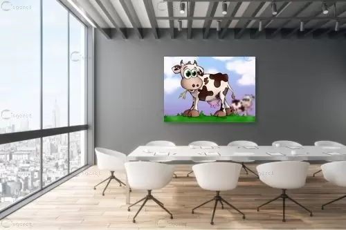 בלה הפרה רועה על גבעה - חנן אביסף - תמונות לחדרי ילדים קומיקס  - מק''ט: 302755