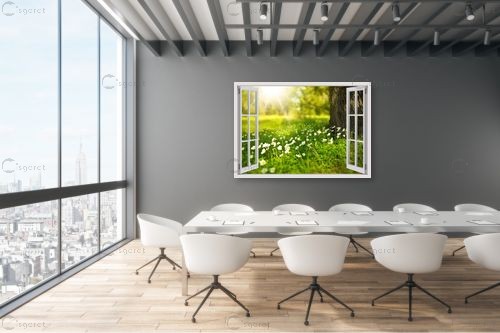 שדה חלומות מבעד חלון – Artpicked Windows | תמונה לקיר בסגנון כפרי