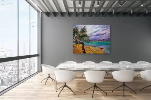 עץ השיטה על חוף ים המלח - שמואל מושניק - תמונות לחדר שינה קלאסי ציורי שמן  - מק''ט: 331818