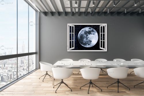 ירח מלא בחלון – Artpicked Windows | תמונה לקיר בסגנון מודרני