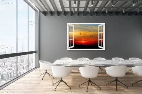שקיעה בחלון – Artpicked Windows | תמונה לקיר בסגנון מודרני