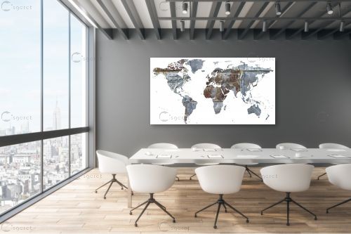מפת עולם מתכתית – מפות העולם | תמונה לקיר