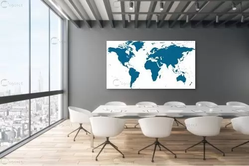 מפת עולם מעוצבת כחולה - מפות העולם - מפות מופשטות  - מק''ט: 351163