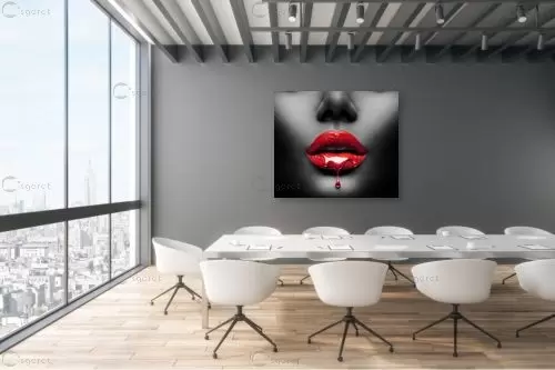 שפתיים אדומות - Artpicked Modern - תמונות רומנטיות לחדר שינה  - מק''ט: 364525