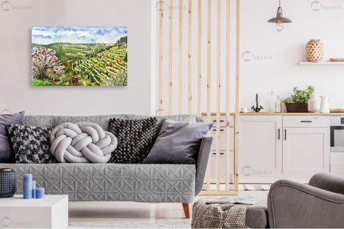 נוף הטרסות בעין כרם – חיה וייט | תמונה לקיר בסגנון כפרי