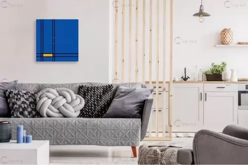 כחול צהוב - אתי דגוביץ' - חדר שינה כחול עמוק אבסטרקט מודרני סטים בסגנון גיאומטרי  - מק''ט: 329329