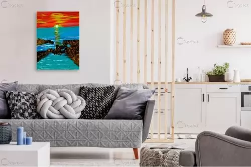 שקיעה בראש הנקרה – אסתר חן-ברזילי | תמונה לקיר בסגנון כפרי