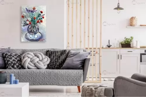 פרחים באגרטל זכוכית – עוד קרייטר | תמונה לקיר בסגנון מודרני