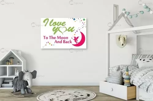 Love To The moon - מסגרת עיצובים - תמונות לחדרי תינוקות טיפוגרפיה דקורטיבית  - מק''ט: 240397