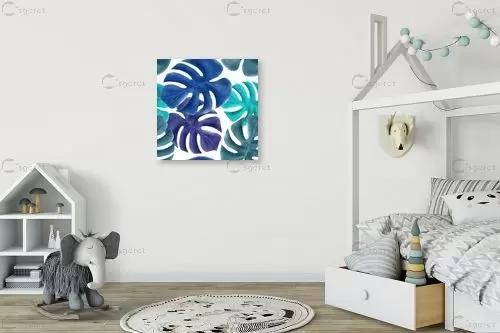 עלי דקל כחולים - Artpicked - תמונות נורדיות אבסטרקט פרחוני ובוטני סטים בסגנון מודרני  - מק''ט: 329746