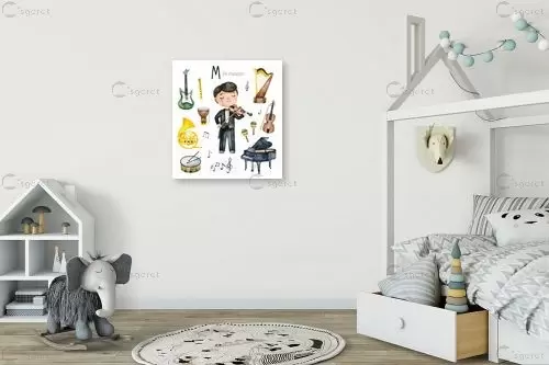 M for Musican - Artpicked Modern - תמונות לחדרי ילדים חדרי ילדים  - מק''ט: 376436