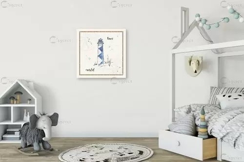 מגדלור כחול לבן - Anne Tavoletti - תמונות לחדרי תינוקות חדרי ילדים  - מק''ט: 385958