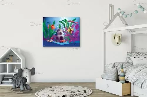 אקווריום עם דגים - חנן אביסף - תמונות לחדרי תינוקות קומיקס  - מק''ט: 52713