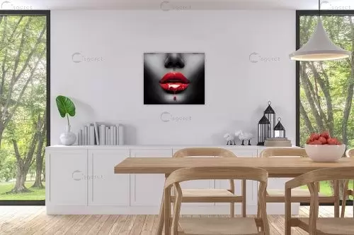 שפתיים אדומות - Artpicked Modern - תמונות רומנטיות לחדר שינה  - מק''ט: 364525