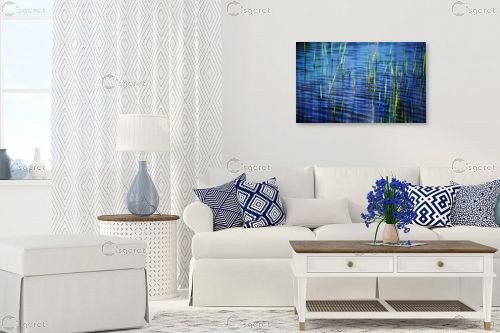 תנודות - אורית גפני - חדר שינה כחול עמוק נוף וטבע מופשט תמונות בחלקים  - מק''ט: 270472