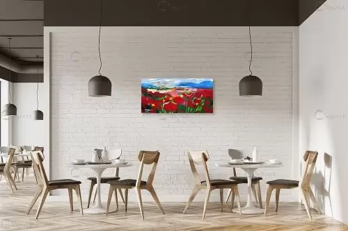 ,שדה כלניות - ורד אופיר - ציורי שמן תמונות בחלקים  - מק''ט: 201804