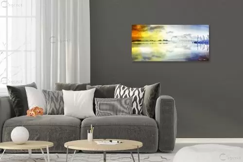 נוף ימי - נעמי עיצובים - תמונות לסלון רגוע ונעים צבעי מים תמונות בחלקים  - מק''ט: 334886