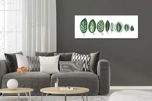 סט עלים ירוק עמוק מודרני III - Artpicked Modern - סלון בסגנון מינימליסטי סטים בסגנון מודרני  - מק''ט: 376359