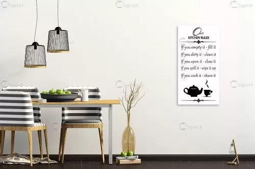 Kitchen Rules - מסגרת עיצובים - מטבח לאוהבי קפה טיפוגרפיה דקורטיבית  - מק''ט: 241085