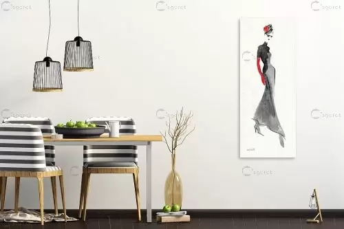 אשה בשחור ואדום - Anne Tavoletti - סלון בסגנון מינימליסטי סטים בסגנון מודרני  - מק''ט: 364085