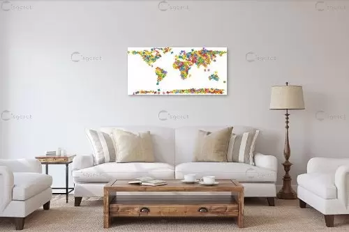 מפת עולם חיות לילדים - מפות העולם - תמונות לחדרי ילדים  - מק''ט: 351157