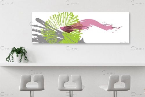 פרח ירוק - נעמי עיצובים - תמונות לחדר כביסה אבסטרקט מודרני תמונות בחלקים  - מק''ט: 157337