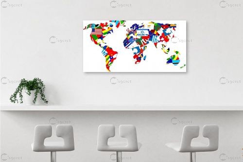 מפת עולם דגלים - מפות העולם - מפות מופשטות  - מק''ט: 351165
