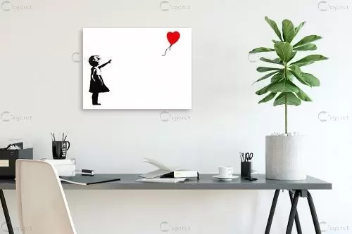 Girl With a Balloon - בנקסי - סלון בסגנון מינימליסטי אומנות רחוב גרפיטי ציורי קיר  - מק''ט: 239960