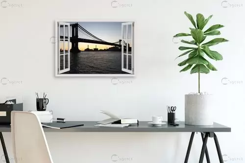גשר מעל הנהר - Artpicked Windows - תמונות אורבניות לסלון  - מק''ט: 337428