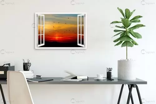 שקיעה בחלון – Artpicked Windows | תמונה לקיר בסגנון מודרני