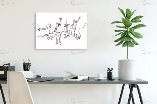 משפחה זאת שמחה ציור בקו אחד – Artpicked Modern | תמונה לקיר בסגנון מינ