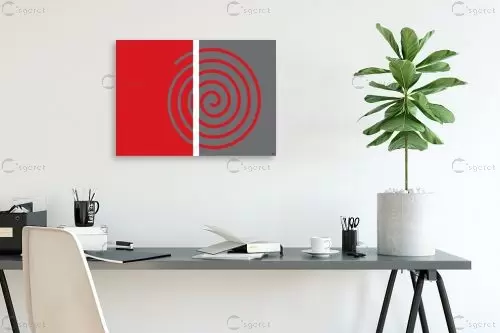 שבלול אדום אפור - אתי דגוביץ' - תמונות בסגנון גיאומטרי אבסטרקט מודרני  - מק''ט: 99369