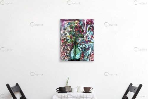 פרחים באגרטל זכוכית - בן רוטמן - אבסטרקט פרחוני ובוטני  - מק''ט: 158308