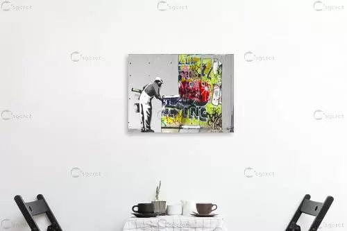 Banksy vs Robbo - בנקסי - תמונות אורבניות לסלון אומנות רחוב גרפיטי ציורי קיר  - מק''ט: 240018