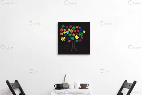 Flower Tree - מסגרת עיצובים - תמונות לחדר שינה נוער אבסטרקט פרחוני ובוטני סטים בסגנון מודרני  - מק''ט: 241127