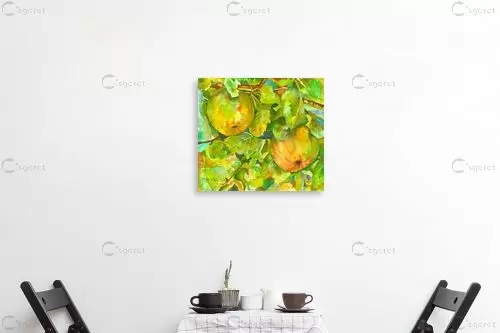 שני תפוחים - חיה וייט - תמונות לחדר שינה כפרי צבעי מים  - מק''ט: 246066