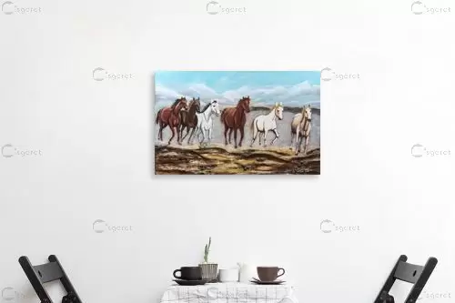 דהרת סוסים - מזל בוכריס - תמונות לפינת אוכל כפרית  - מק''ט: 316335