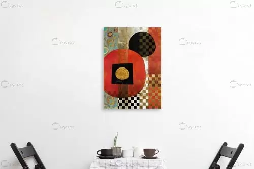 קיוטו 2 - בתיה שגיא - תמונות וינטג' לסלון אבסטרקט רקעים צורות תבניות מופשטות סטים בסגנון גיאומטרי  - מק''ט: 328894