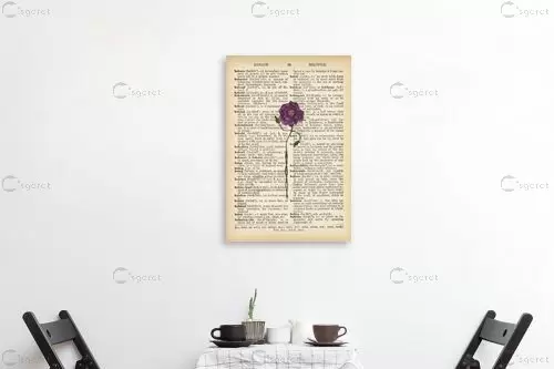 פרח מחייך סגול רטרו טקסט - Artpicked - פרחים בסגנון רטרו  - מק''ט: 330429