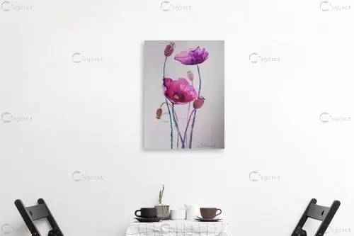 פרחים סגולים - נטליה ברברניק - צבעי מים  - מק''ט: 330588