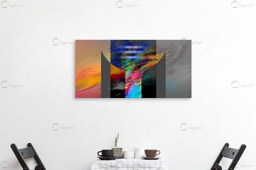 צורה וצבע - בתיה שגיא - תמונות צבעוניות לסלון מדיה מעורבת מיקס מדיה  - מק''ט: 66473