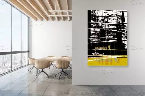 פינת רחוב 4 - רוזה לשצ'ינסקי - תמונות אורבניות לסלון מופשט גיאומטרי קווים סטים בסגנון מודרני  - מק''ט: 203696