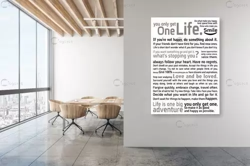 One life 1 - מסגרת עיצובים - תמונות השראה למשרד טיפוגרפיה דקורטיבית  - מק''ט: 218816
